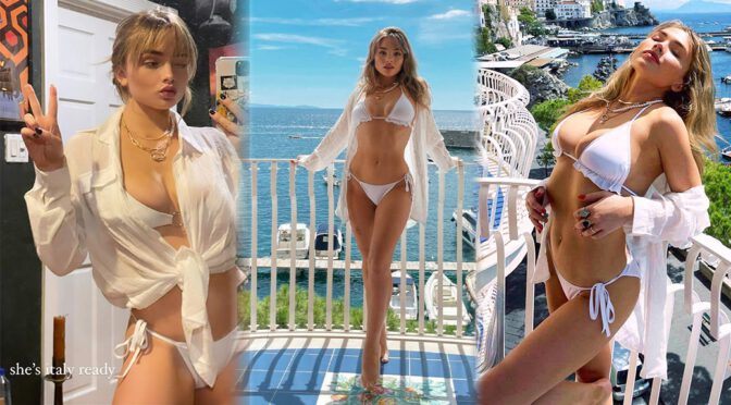 Natalie Alyn Lind Shows Beautiful Boobs in a Sexy White Bikini
