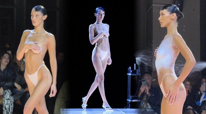 Bella Hadid Flaunts Topless Body at Coperni Spring-Summer 2023 Fashion Show in Paris