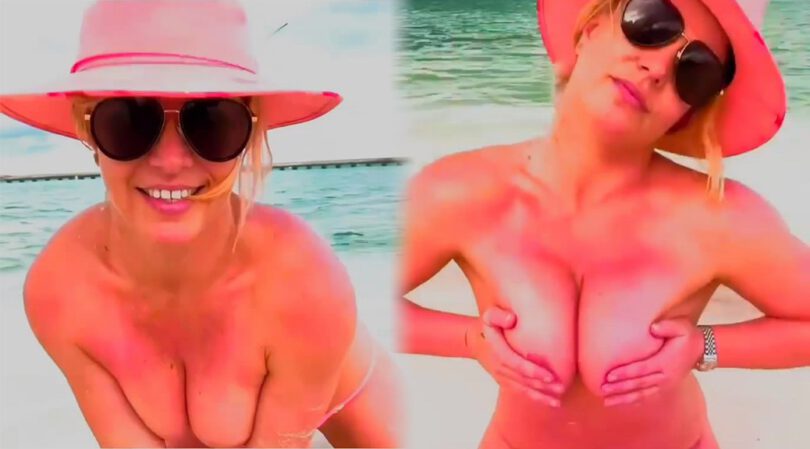 Britney Spears Flaunts Beautiful Boobs in Topless Beach Video