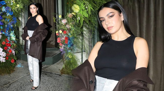 Charli XCX’s Braless Boobs in See-Through Top at H&M Studio A/W22 Dinner in New York