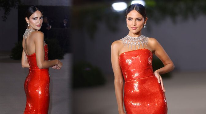 Eiza Gonzalez Beautiful in Sexy Red Dress at 2nd Annual Academy Museum Gala in Los Angeles