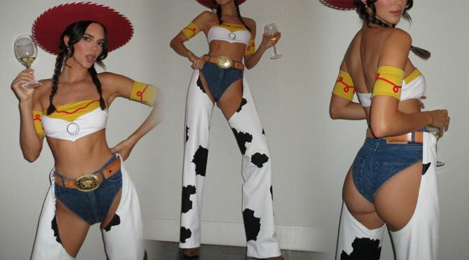 Kendall Jenner Shows Gorgeous Ass Dresses as Jessie from Toy Story