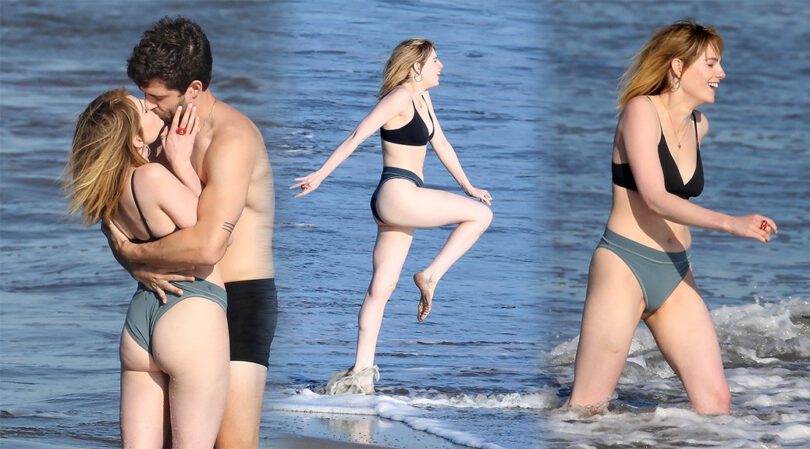 Lucy Boynton Shows Beautiful Ass in Bikini on “The Greatest Hits” Set in San Pedro