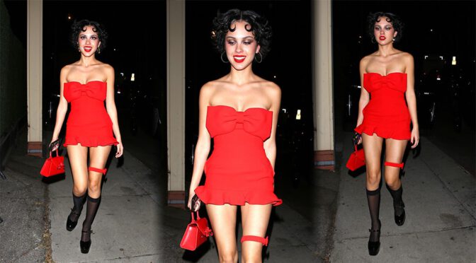 Olivia Rodrigo Shows Sexy Body in Small Red Dress at Halloween Party in Los Angeles