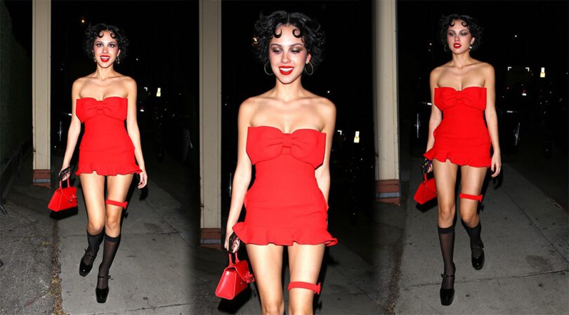 Olivia Rodrigo Shows Sexy Body in Small Red Dress at Halloween Party in Los Angeles