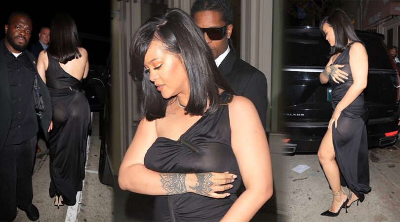 Rihanna’s Gorgeous Body in Sexy See-Through Dress at Olivetta Restaurant in West Hollywood