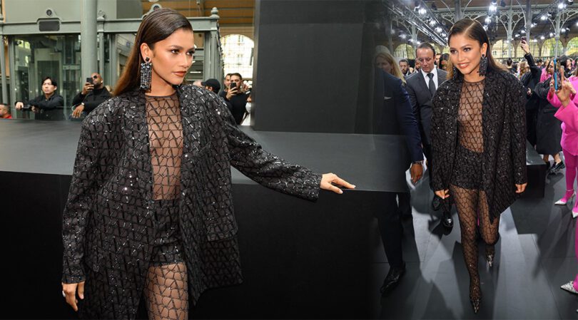 Zendaya Shows Braless Boobs and Nipple Pasties at Valentino Fashion Show in Paris