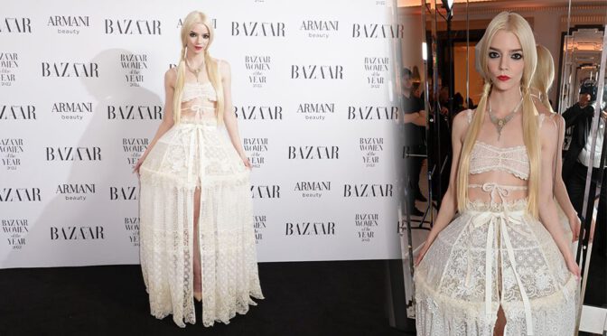 Anya Taylor-Joy Shows Braless Boobs and Nipples at Harper’s Bazaar Women of the Year Awards 2022 in London