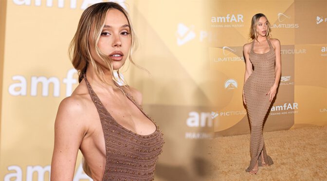 Alexis Ren Flaunts Sexy Curvy Body at 2022 amfAR Gala Los Angeles in West Hollywood
