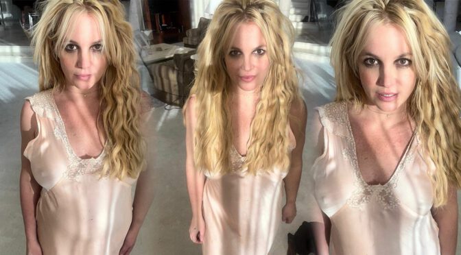 Britney Spears Shows Sexy Boobs and Nipples in Sheer Night Gown
