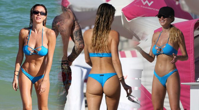 Diletta Leotta Shows Big Boobs and Sexy Ass in Bikini at a Beach in Miami