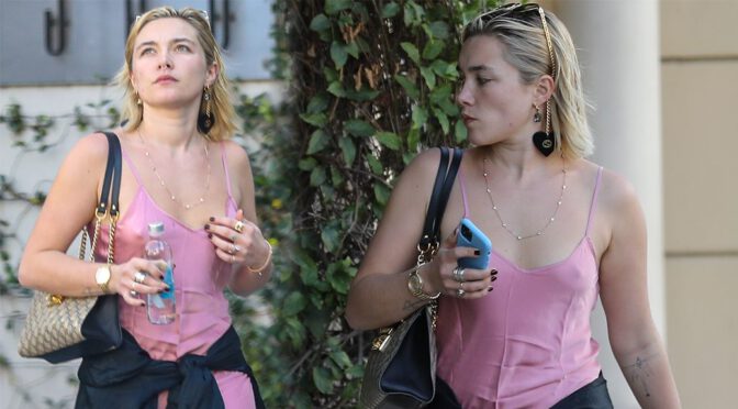 Florence Pugh Shows Braless Boobs and Pokies at Fred Segal in Los Angeles