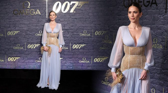 Hayley Atwell Flaunts Gorgeous Big Boobs at Omega’s 60 Years of James Bond Celebration in London