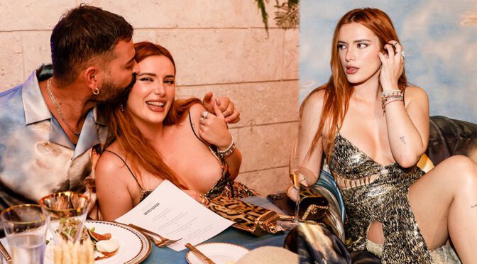 Bella Thorne Flaunts Boobs and Legs at  Roberto Cavalli Wild Leda Dinner in Miami