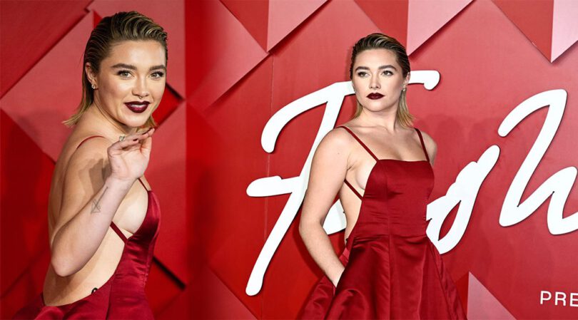 Florence Pugh Shows Sexy Braless Side-Boobs at Fashion Awards 2022 in London