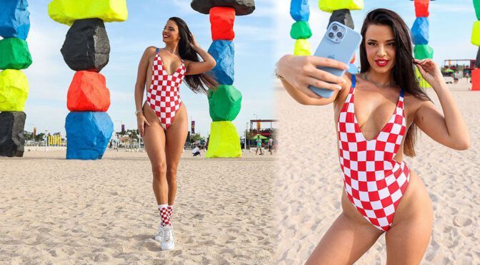 Ivana Knoll Flaunts Sexy Body in Swimsuit at Ras Abu Aboud Beach 974 in Doha