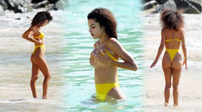 Jessica Aidi Flaunts Stunning Ass in Thong Bikini at a Beach in St Barth