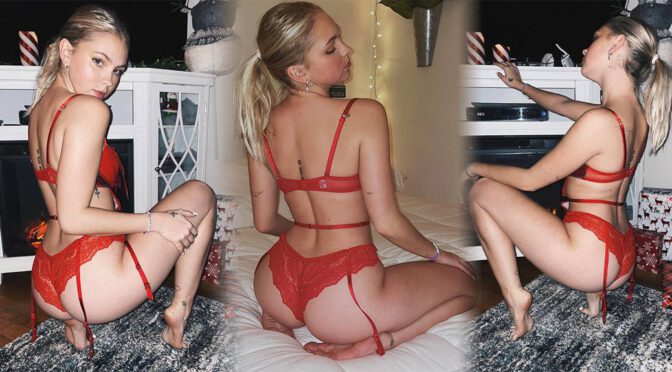 Jordyn Jones Shows Gorgeous Body in Sexy Red Lingerie