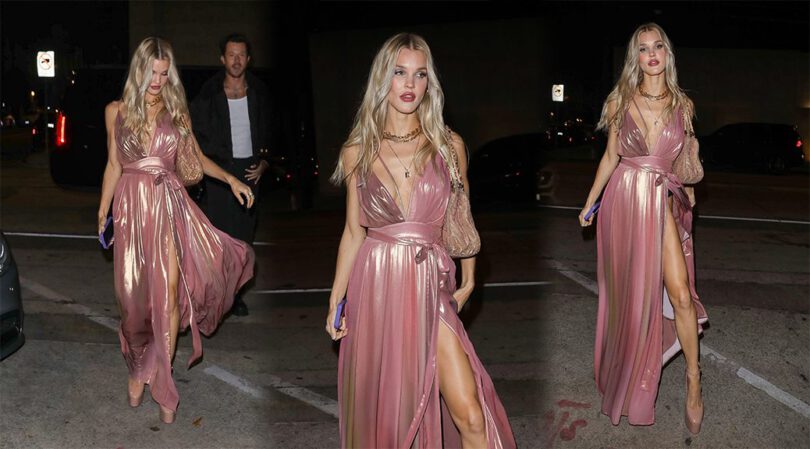 Joy Corrigan Shows Gorgeous Legs in Sexy Dress at Craig’s in West Hollywood