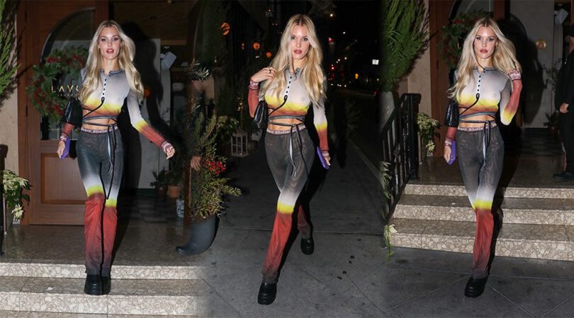 Joy Corrigan Shows Braless Nipples in Sheer Outfit at Hailee Steinfeld’s Birthday Party in Los Angeles