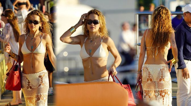 Rita Ora Gorgeous in Bikini Top in St Barts