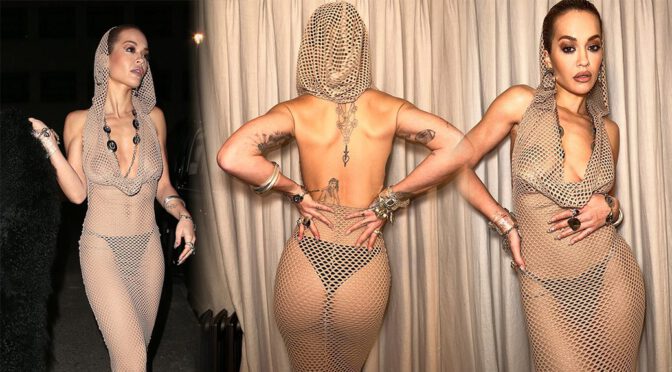 Rita Ora Shows Braless Boobs and Ass in Transparent Dress at Vas J Morgan’ Birthday Party in London