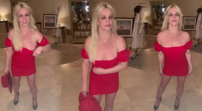 Britney Spears Expose Boob and Nipple in Sexy Red Dress Video (NSFW)