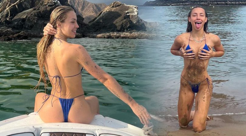 Charly Jordan Shows Sexy Body in Tiny Blue Bikini