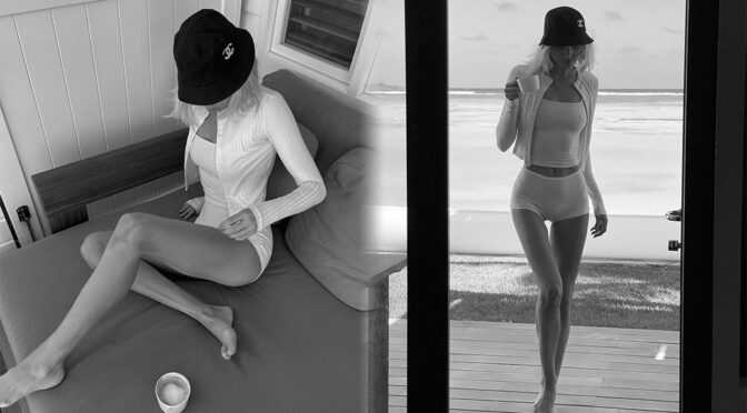 Elsa Hosk Shows Legs and Pokies in Sexy Braless Photoshoot