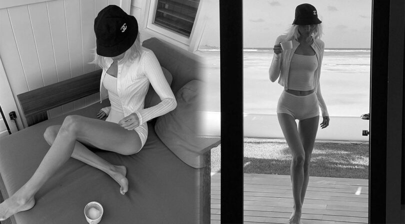 Elsa Hosk Shows Legs and Pokies in Sexy Braless Photoshoot