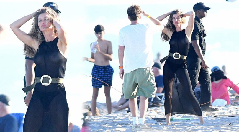 Gisele Bündchen Shows Boobs and Nipples in Braless Photoshoot in Miami Beach