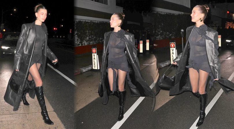 Hailey Bieber Flaunts Sexy Body in See-Through Dress at Giorgio Baldi in Santa Monica