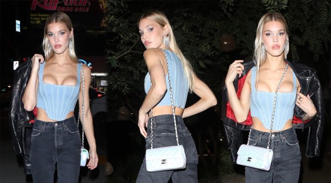 Joy Corrigan Flaunts Sexy Breasts at Madeos Restaurant in West Hollywood
