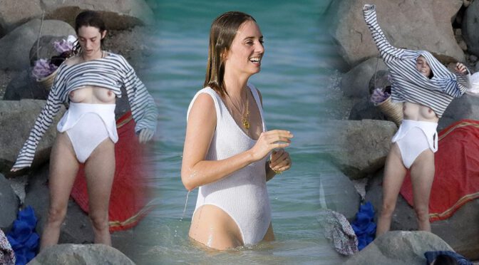 Maya Hawke Expose Boobs in Swimsuit in St. Barths (NSFW)