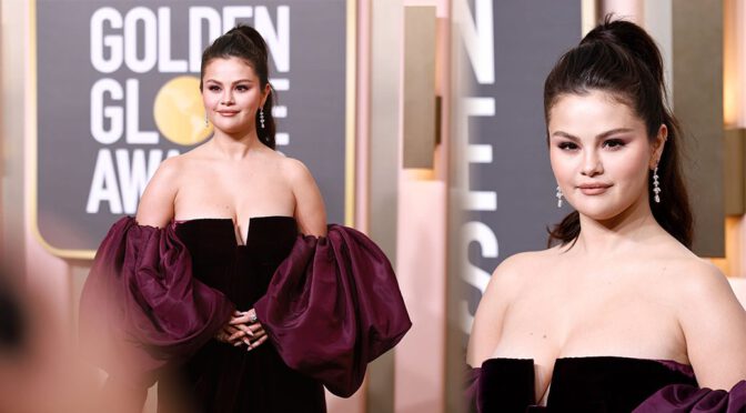 Selena Gomez Shows Braless Boobs at 80th Annual Golden Globe Awards in Beverly Hills