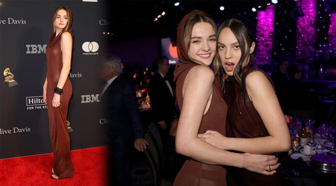 Charlotte Lawrence Shows Braless Boobs and Nipples at Clive Davis Pre-Grammy Gala in Los Angeles
