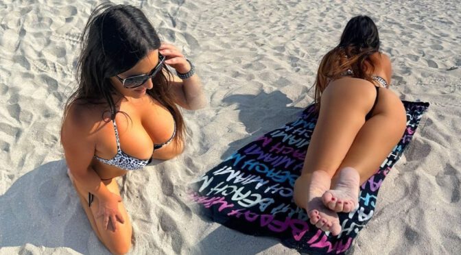 Claudia Romani’s Sizzling Bikini Look: Flaunting Her Curves in a Thong Bikini at Miami Beach