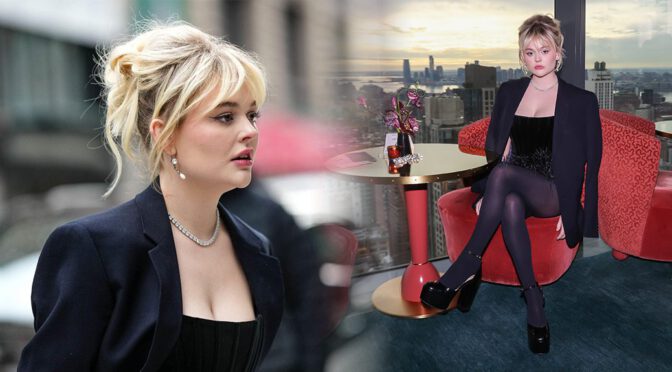 Emily Alyn Lind Flaunts Sexy Legs in Black Pantyhose at Bronx and Banco Fashion Show in New York