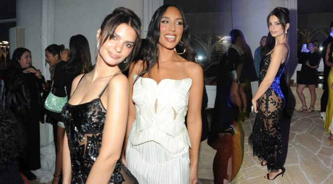Emily Ratajkowski Gorgeous in Sexy Sheer Dress at New York Fashion Week Party in New York