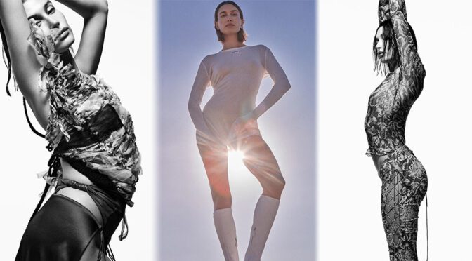 Hailey Bieber Stuns in Braless Look and Flaunts Long Legs in Vogue Australia (March 2023)