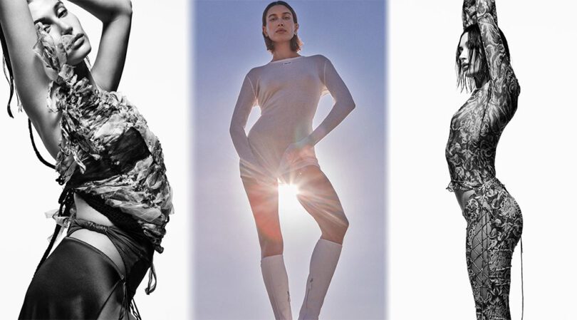 Hailey Bieber Stuns in Braless Look and Flaunts Long Legs in Vogue Australia (March 2023)