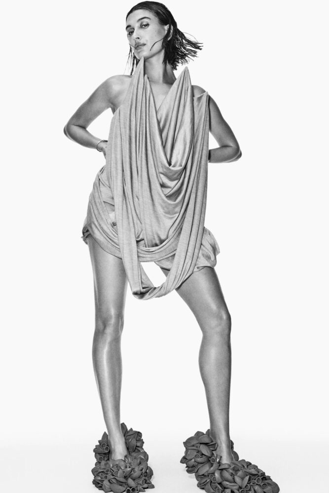 Hailey Bieber Vogue Photoshoot Braless Toned Figure.