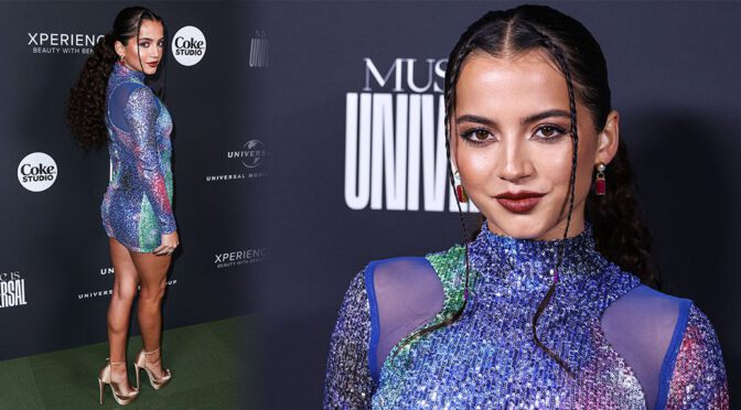 Isabela Merced Sexy in Tiny Dress at  Universal Music Group Grammy Party in Los Angeles