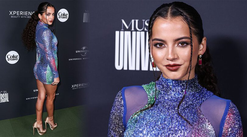Isabela Merced Sexy in Tiny Dress at Universal Music Group Grammy Party in Los Angeles