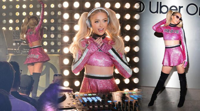 Paris Hilton Sexy in Mini Skirt and Boots at Uber One Event in Phoenix