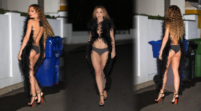 Rita Ora Shows Sexy Ass in Black Panties Out in Los Angeles