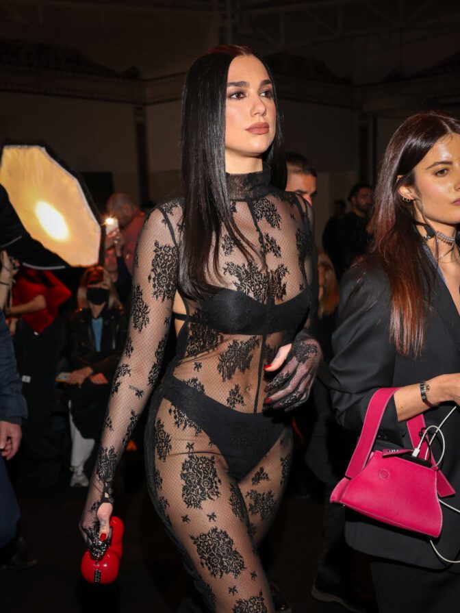 Dua Lipa Transparent Dress Black Bra Panties Gcds Milan