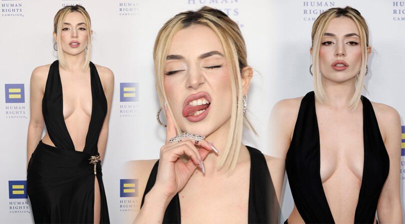 Ava Max stuns in Low-Cut Black Dress at Human Rights Campaign 2023 LA Dinner