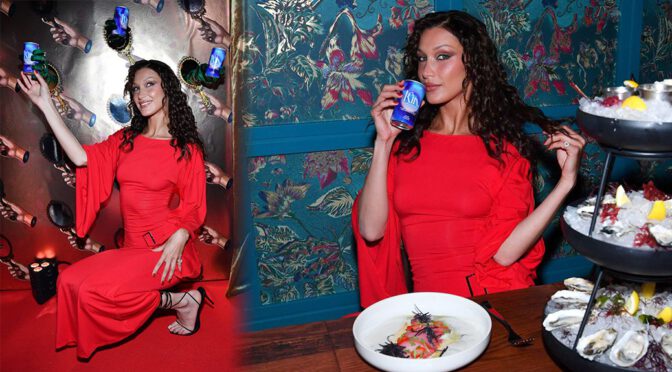 Bella Hadid Rocks Braless Look at Stanton Social Prime Grand Opening in Las Vegas