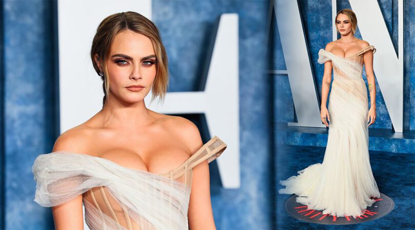 Jaw-Dropping Cleavage Alert: Cara Delevingne Steals the Show at the Vanity Fair Oscar Party